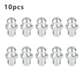 Set of 10 M6x1 Oil Nipples for Lathes - Rounded Design, Zinc Plated