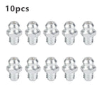 Set of 10 M6x1 Oil Nipples for Lathes - Rounded Design, Zinc Plated
