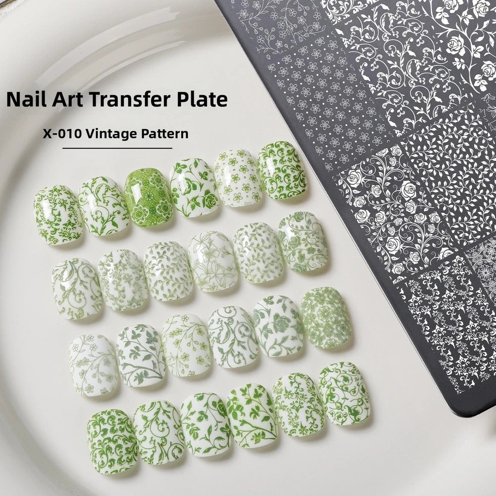 Nail Art Transfer Plate Stainless Steel Green 14.5 cm x 9.5 cm