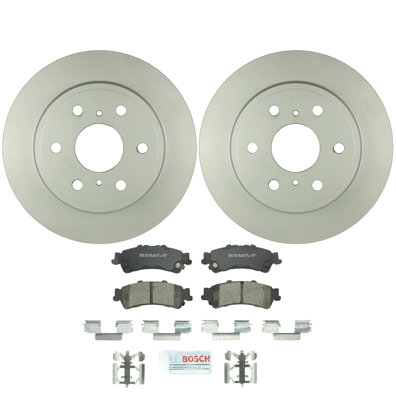 Set of 2 Bosch Rear Vented Rotors & Ceramic Brake Pads for Chevy GMC