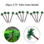 20pcs Miniature Coconut Palm Trees for Garden Railroad Scenery