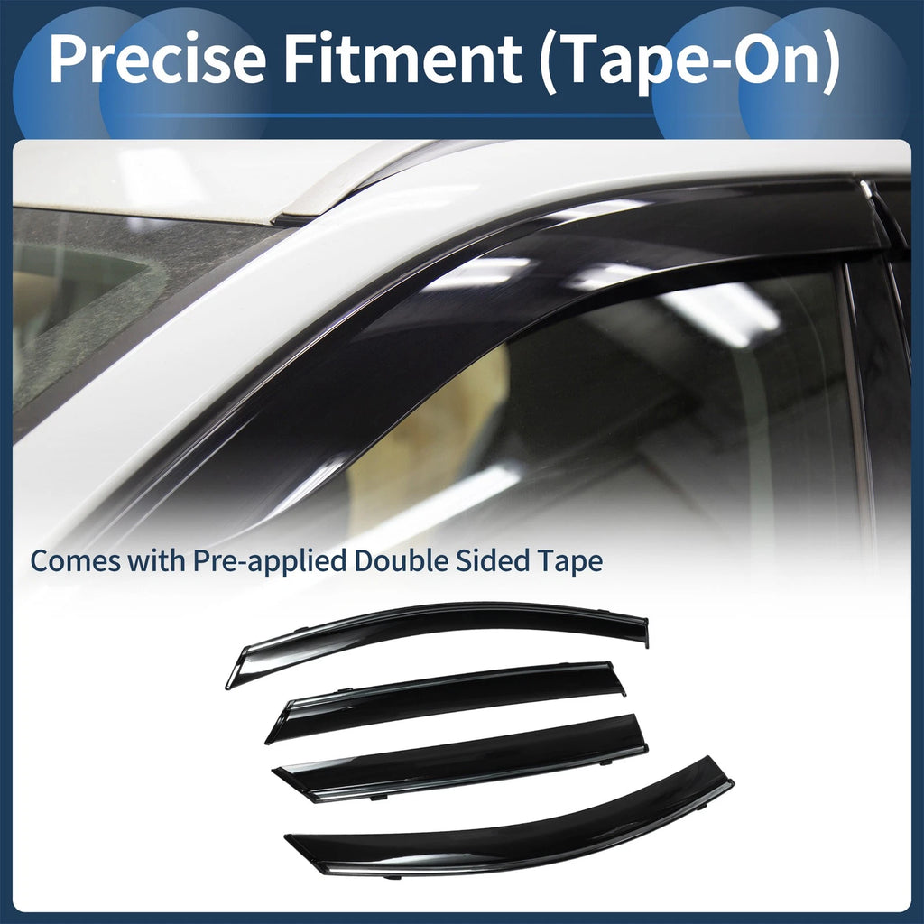 Set of 4 Window Deflectors for Kia K5 (2021) Tape-On Black