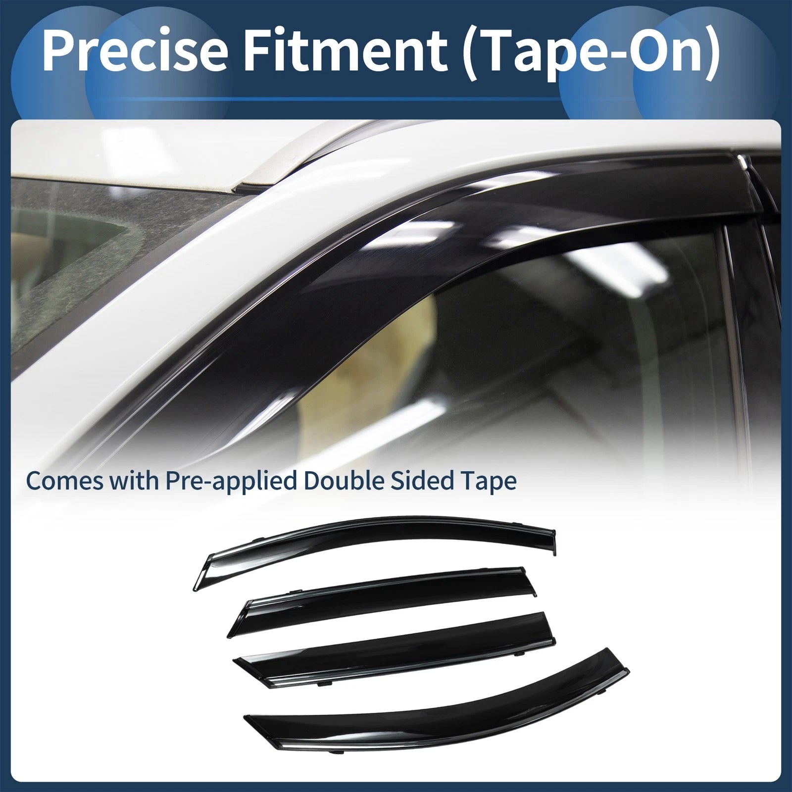 Set of 4 Window Deflectors for Kia K5 (2021) Tape-On Black