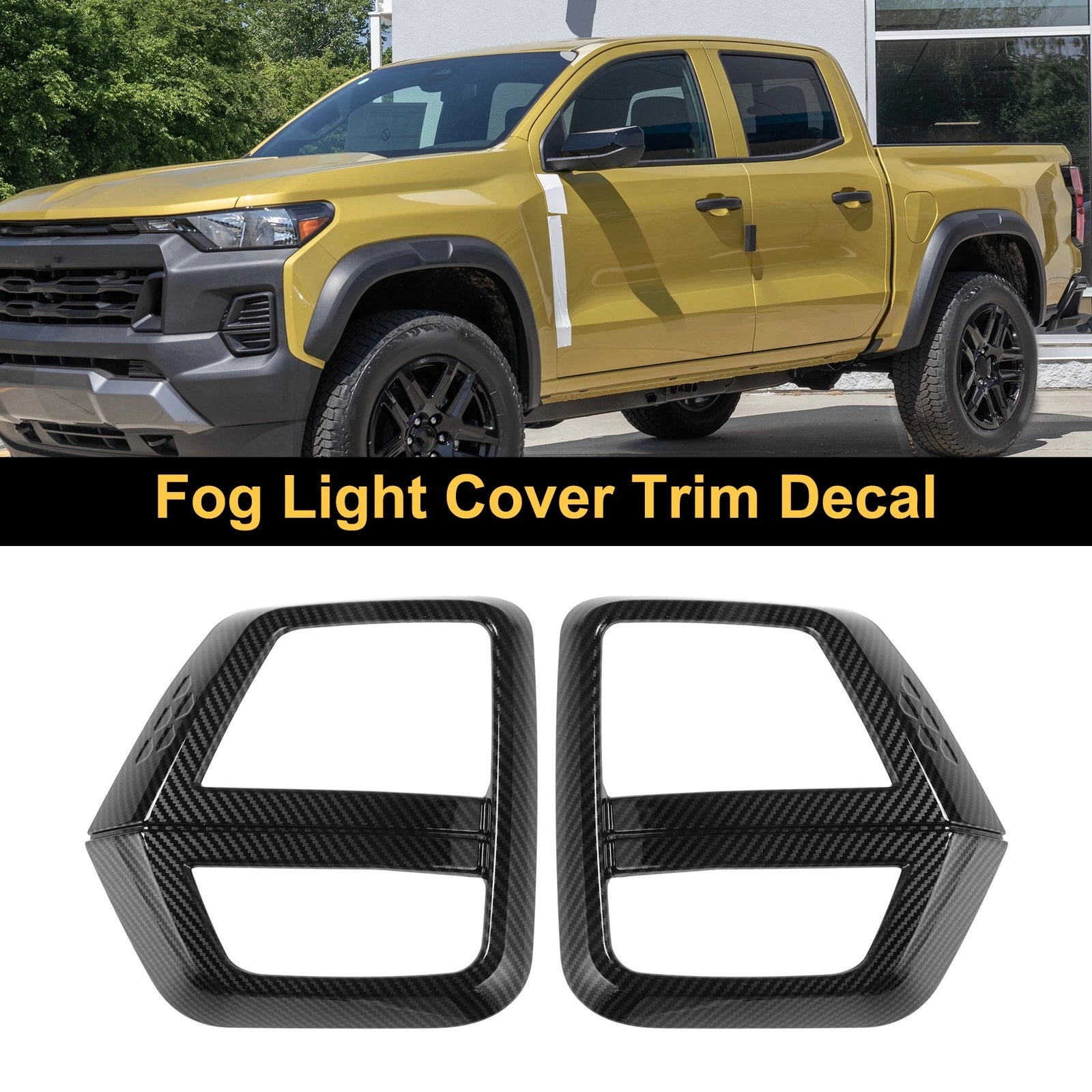 Fog Light Cover Trim Set of 2 for Chevrolet Colorado  Carbon Fiber Black