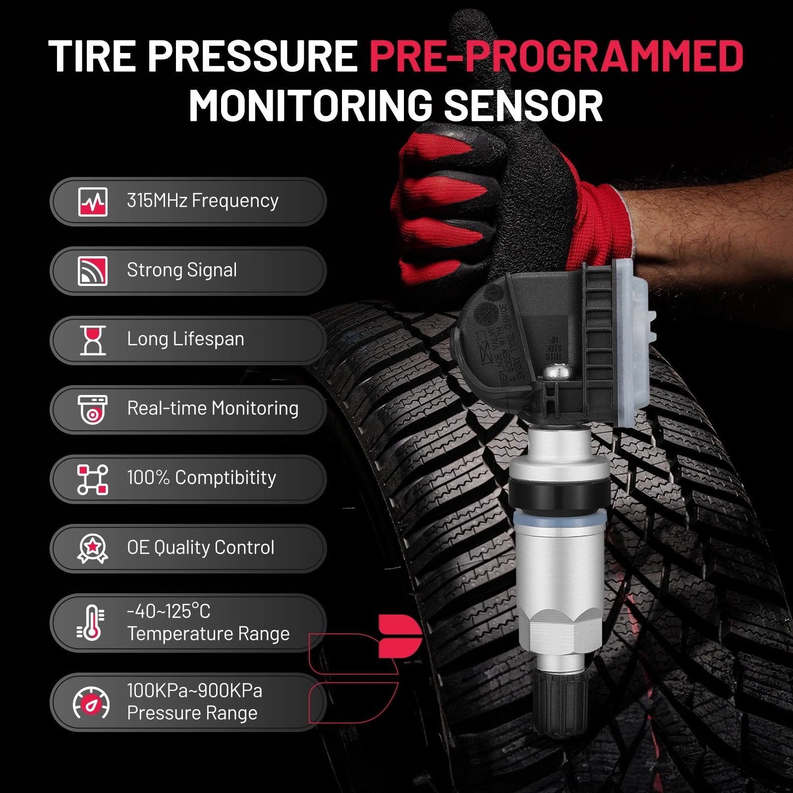 4X OEM 13540601 TPMS Tire Pressure Sensor for Buick Chevrolet (Alloy)