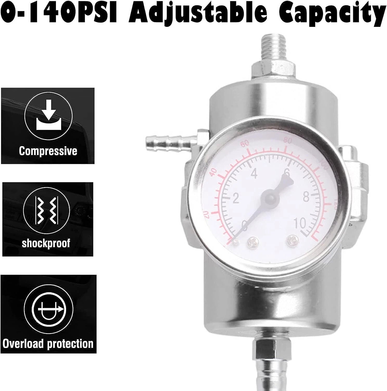 Adjustable Fuel Pressure Regulator with Gauge & Fitting Kit for Universal (2000–2023)
