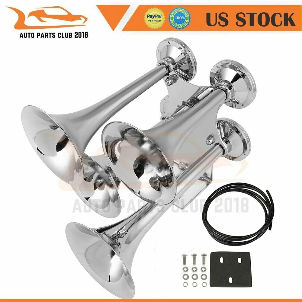 Quad Trumpet Horn for Truck Van Car Boat (12V)
