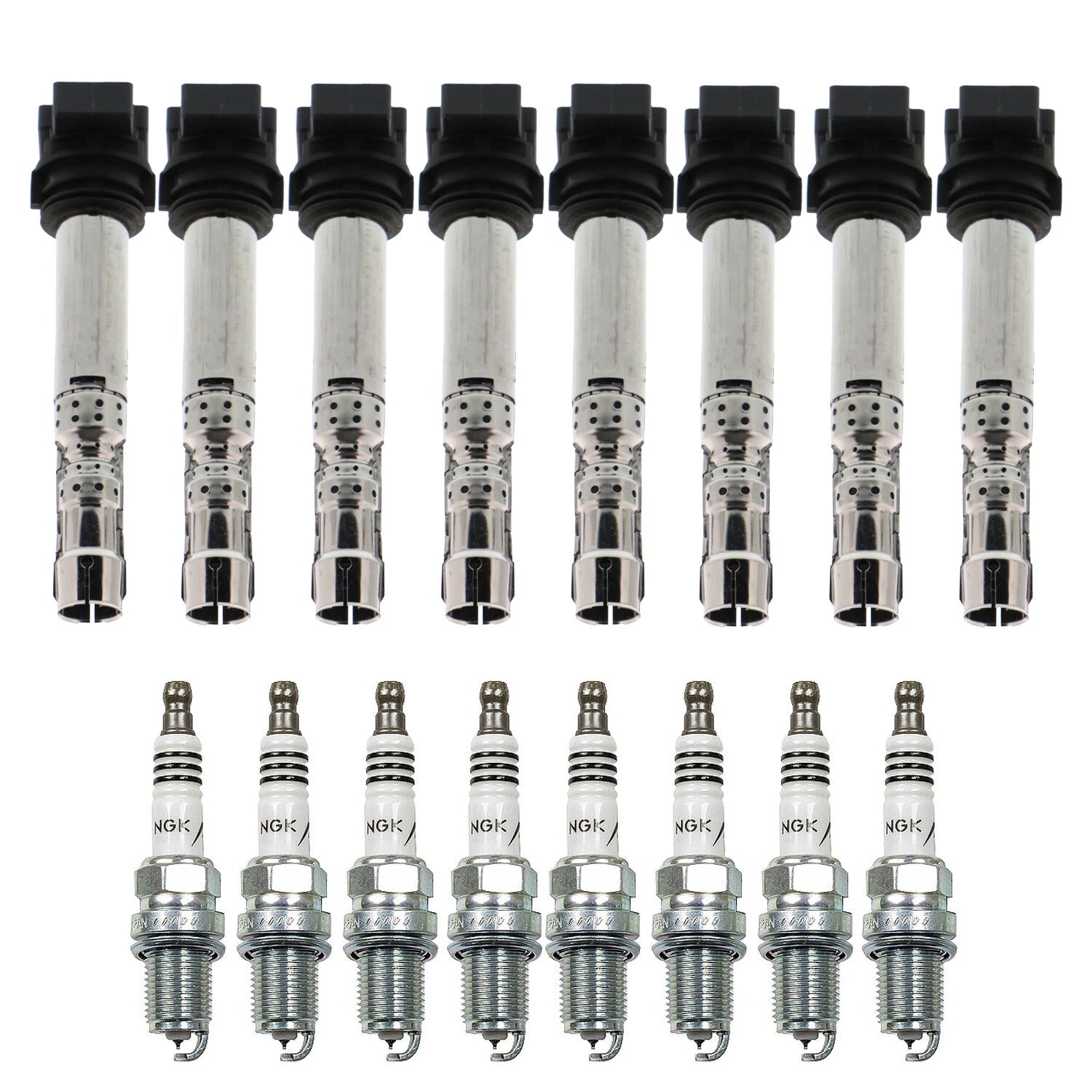 Set of 8 Ignition Coils & Iridium IX Spark Plugs for Passat A6 Quattro