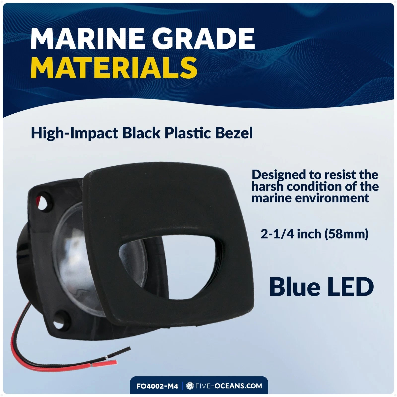 Set of 4 LED Companion Way Lights for Marine Courtesy (Square, Blue)
