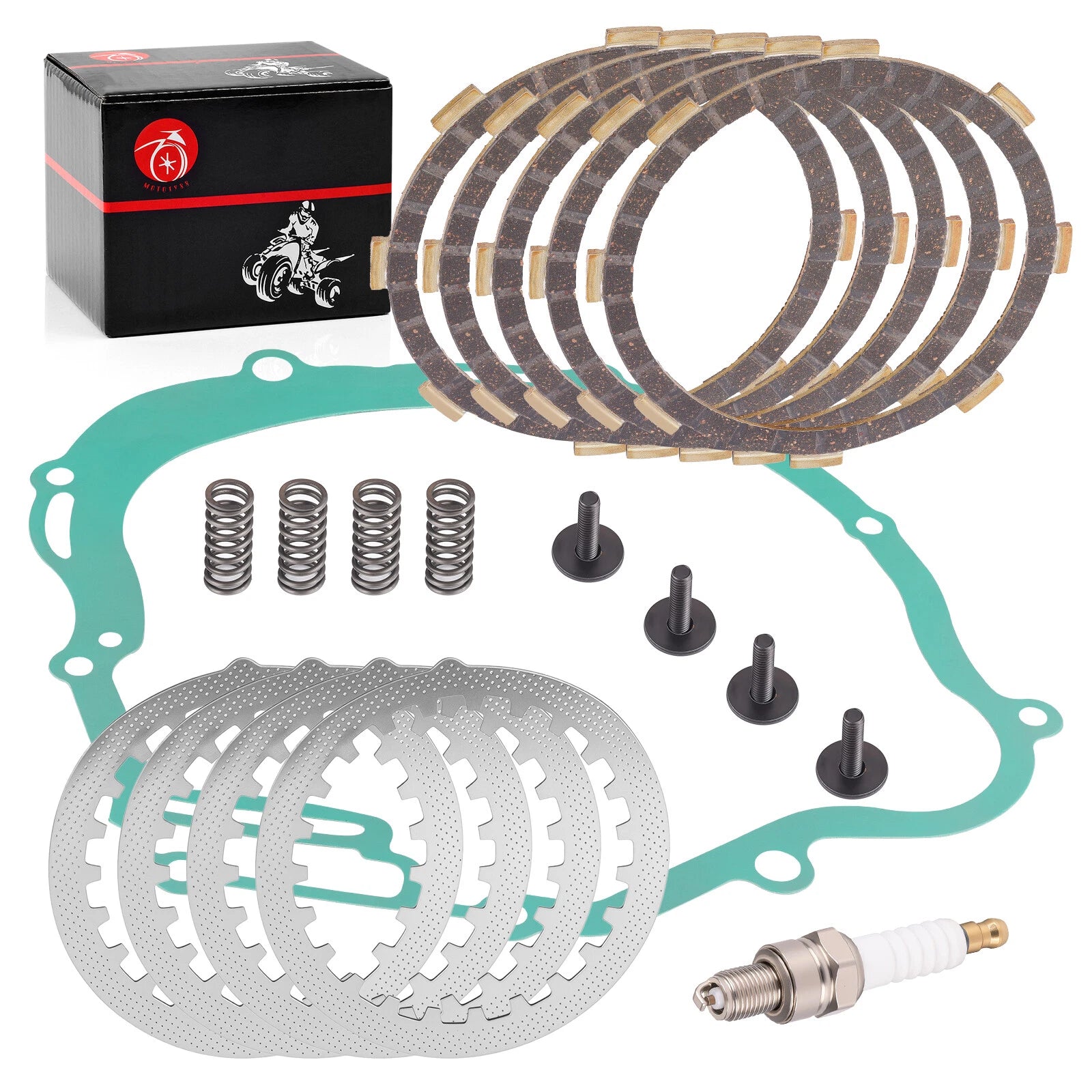 Clutch Friction Steel Plates Kit w/ Gasket Springs for Yamaha TTR125LE (2003–2023)