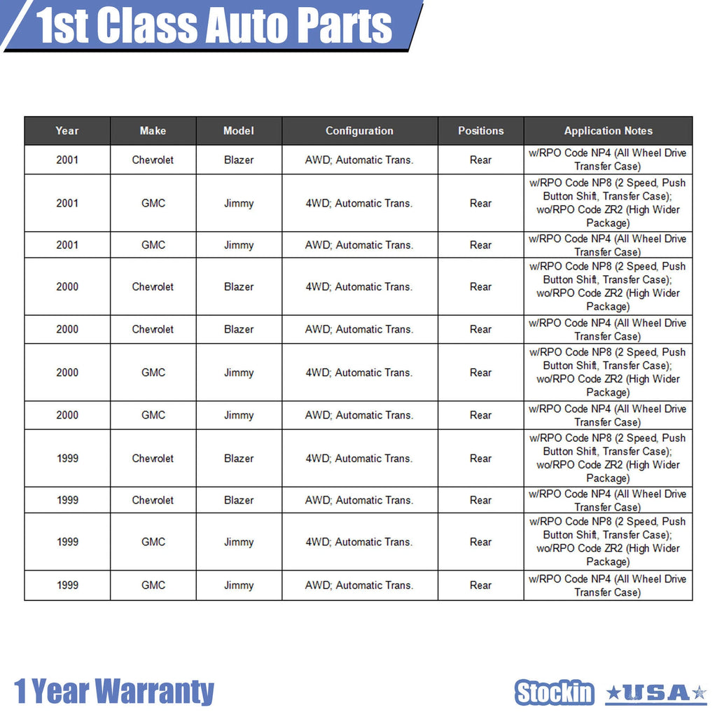 Rear Drive Shaft for Blazer Envoy Jimmy (2002–2009)