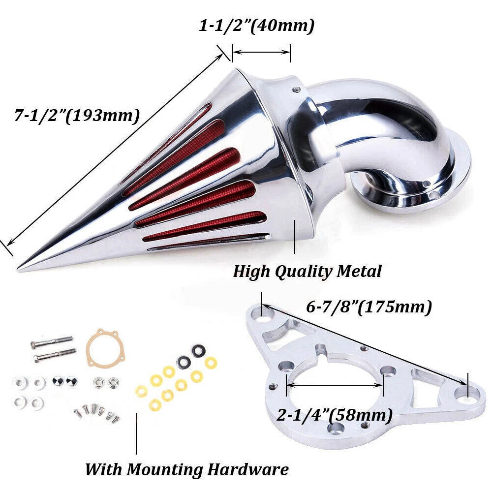 Chrome Spike Air Cleaner Intake Filter Kit for Harley Touring Dyna Softail