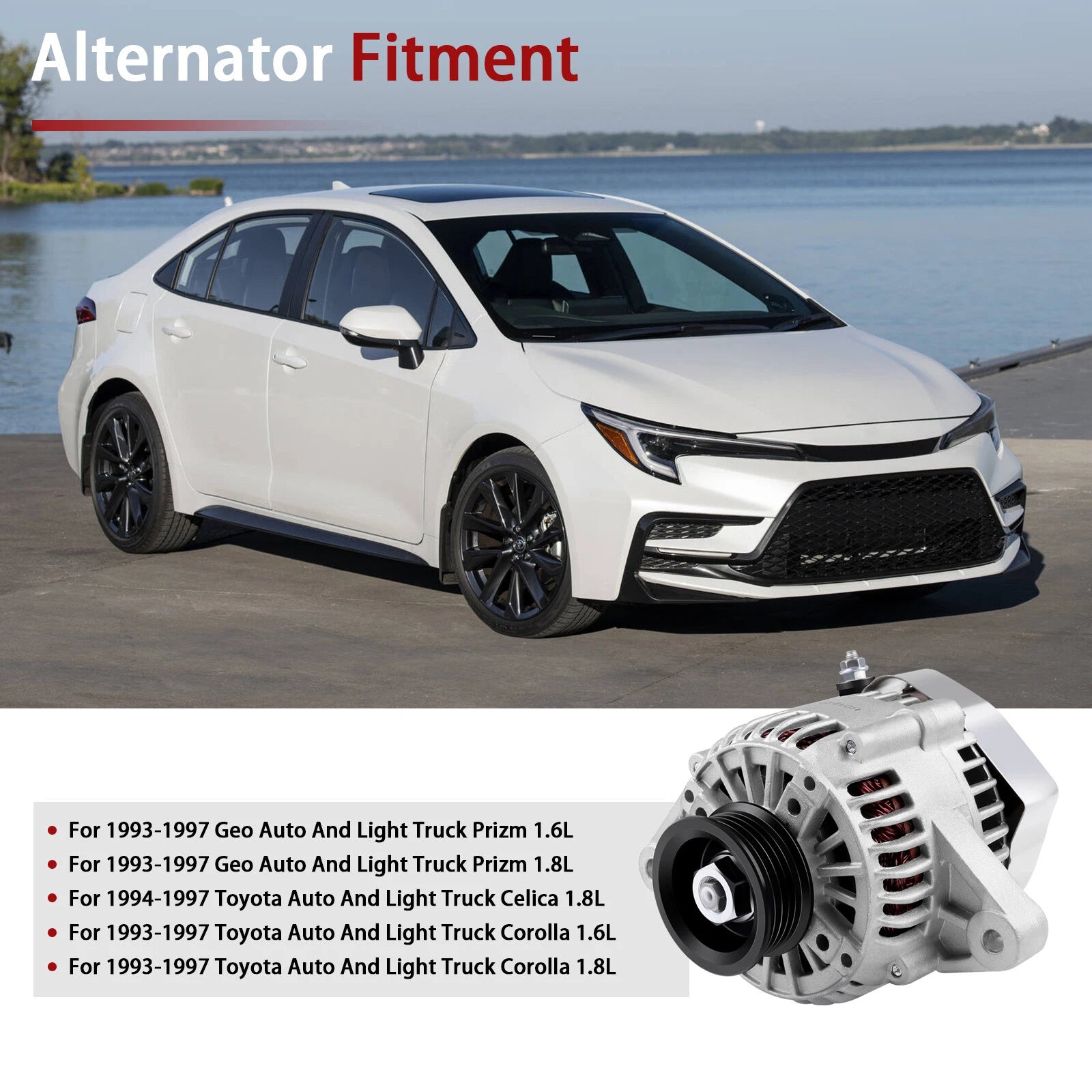 Alternator for Toyota Corolla, GEO Prizm, Celica (1993-1997)