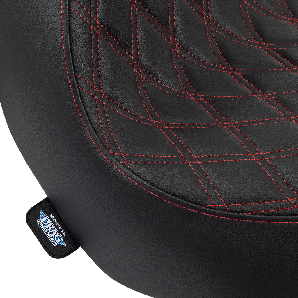 Solo Seat for Harley FL/FX (Drag Specialties) - Double Diamond, Red Stitching
