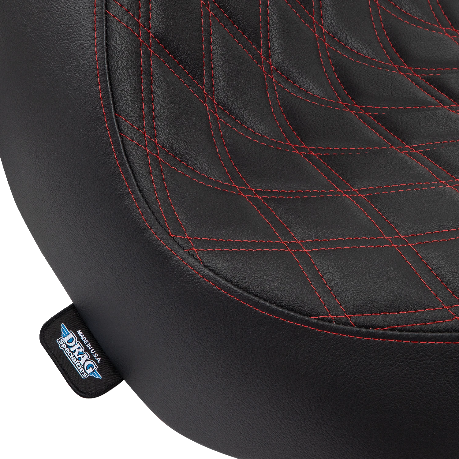 Solo Seat for Harley FL/FX (Drag Specialties) - Double Diamond, Red Stitching