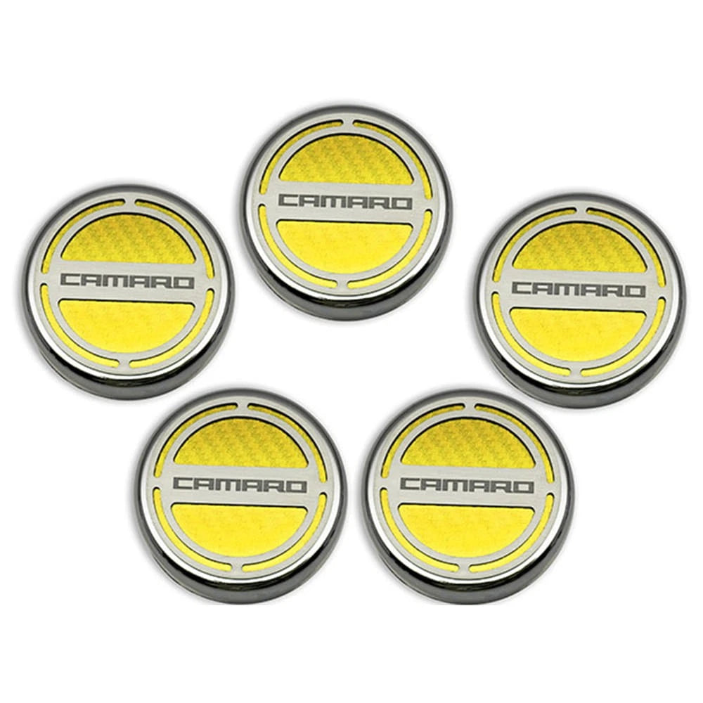 Chrome Cap Covers w Black C-Fiber Inlay for Camaro 2010–2015