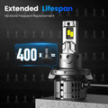 Canbus H13 9008 LED Headlight Bulbs 6500K White Hi/Lo Beam (200W, 40000LM)