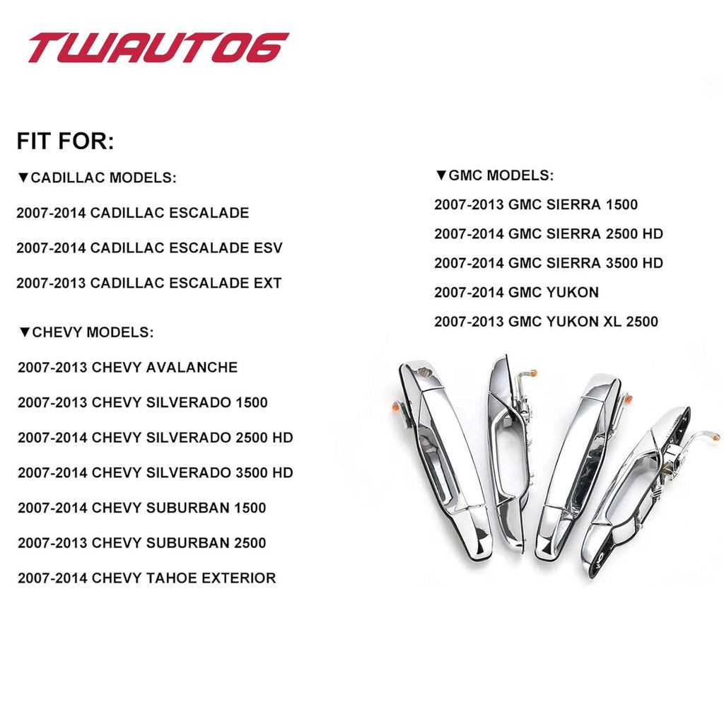 Chrome Exterior Door Handles for Chevy Silverado HD (2007–2014)