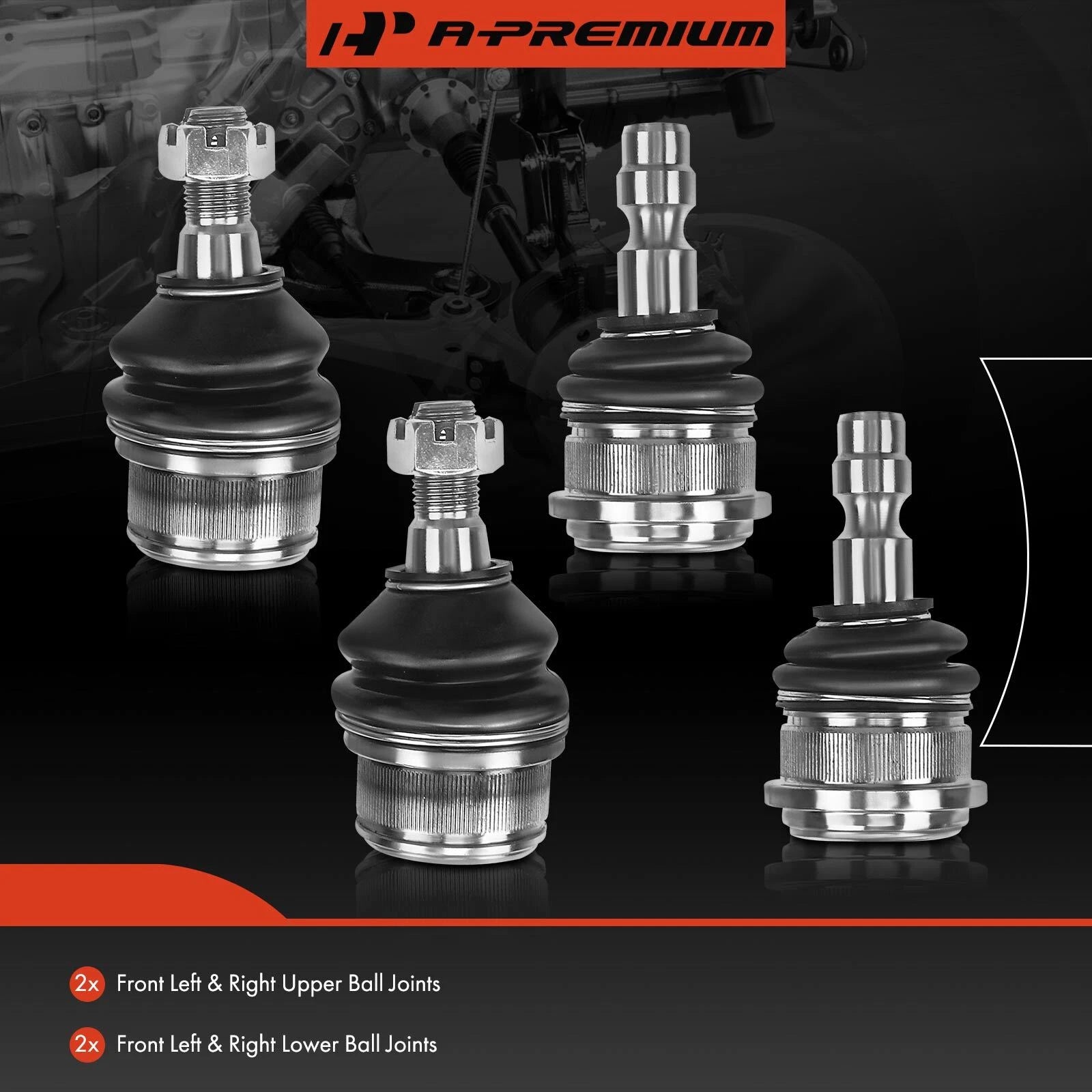 Set of 4 Front Lower & Upper Ball Joints for Ford Ranger (1998-2011)