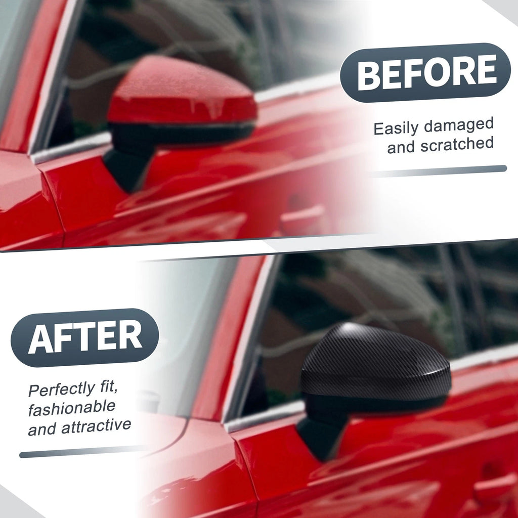 1 Pair Rearview Mirror Cover Cap Black Carbon Fiber for Audi A3 S3 RS3 (2013–2020)