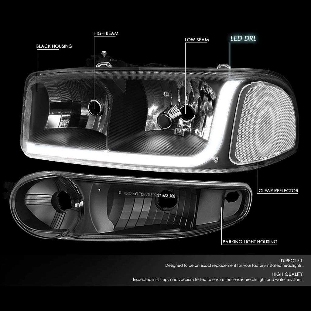 LED DRL Headlight Bumper Lamps for GMC Sierra 1500 Denali (2002–2007)