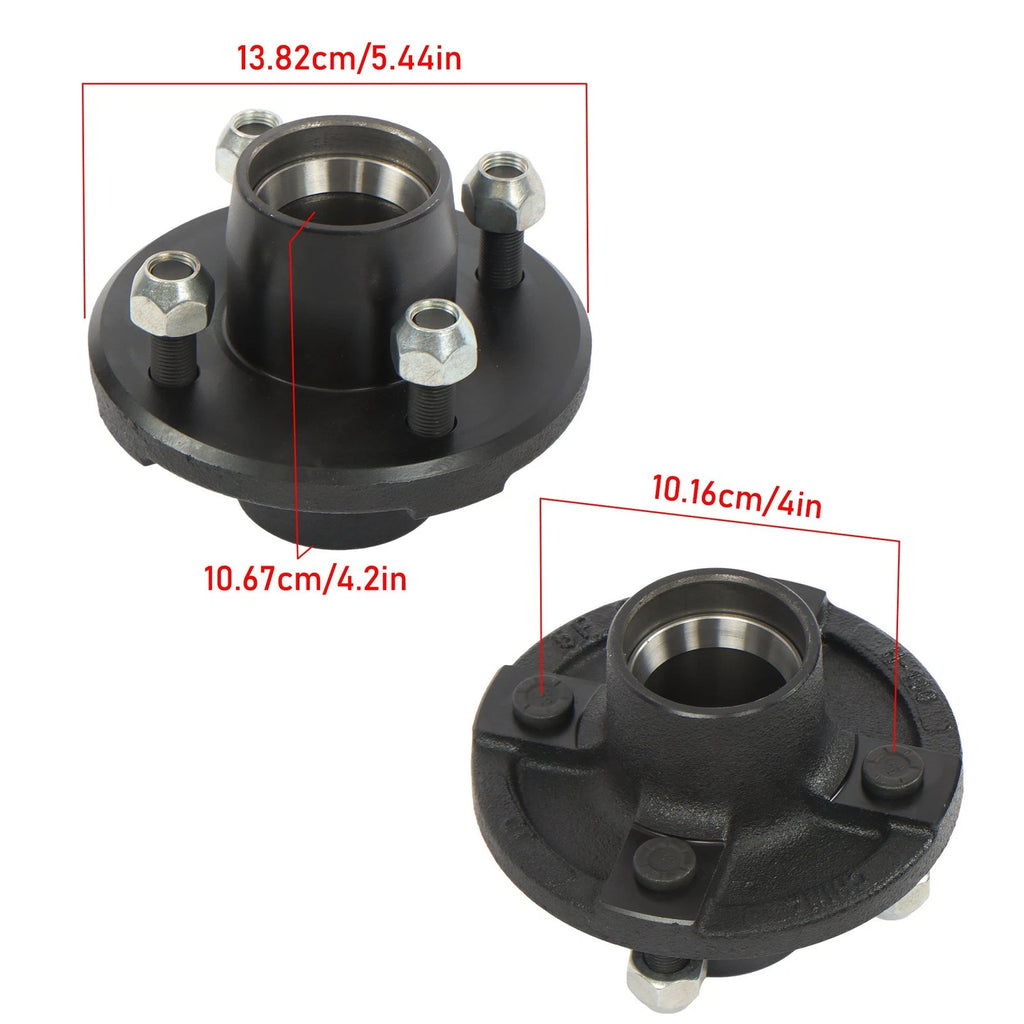 Set of 4 Trailer Hub Kit with Square Spindle and Bearing Kit for Trailer