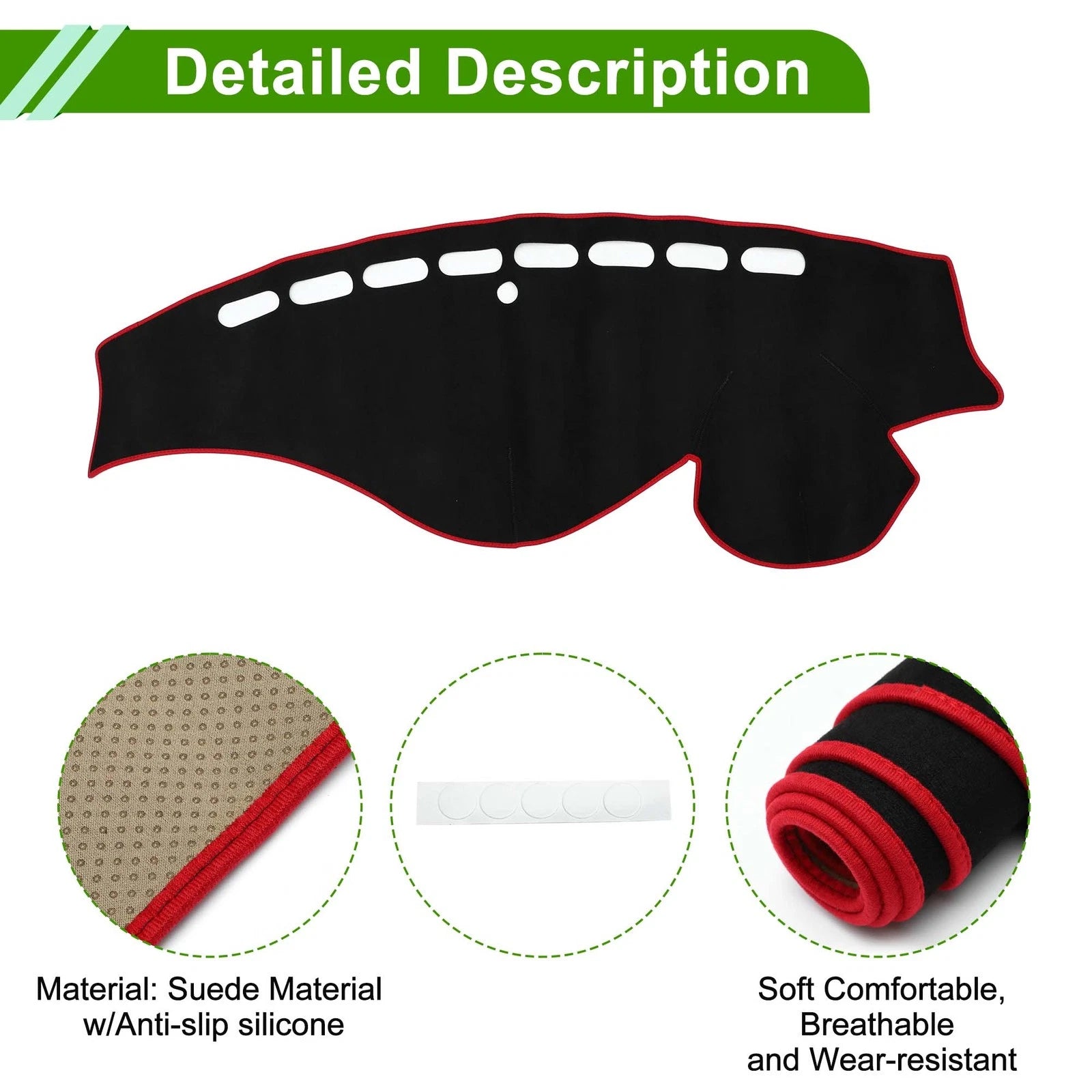 Dashboard Cover Mat for Honda Odyssey (2009–2014) Sun Protector Black Red