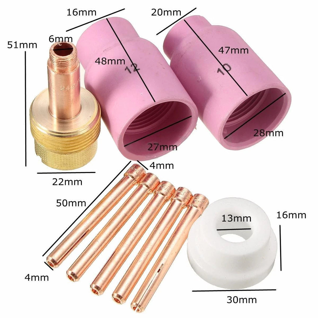 Gas Lens Kit for WP-17 WP-18 WP-26 TIG Welding (3/32 inch)