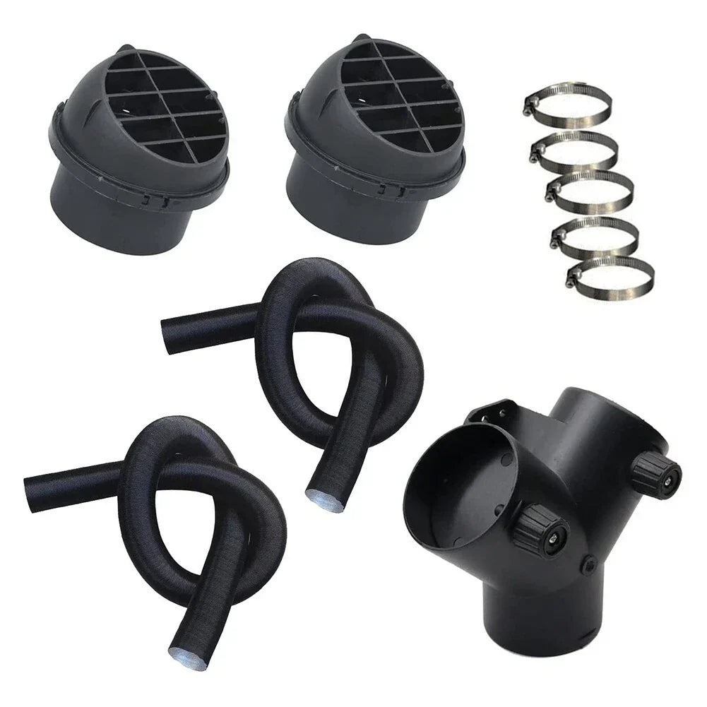 75mm Pipe Ducting Y Piece + Warm Air-Outlet Vent + Hose Clip for Diesel-Heater