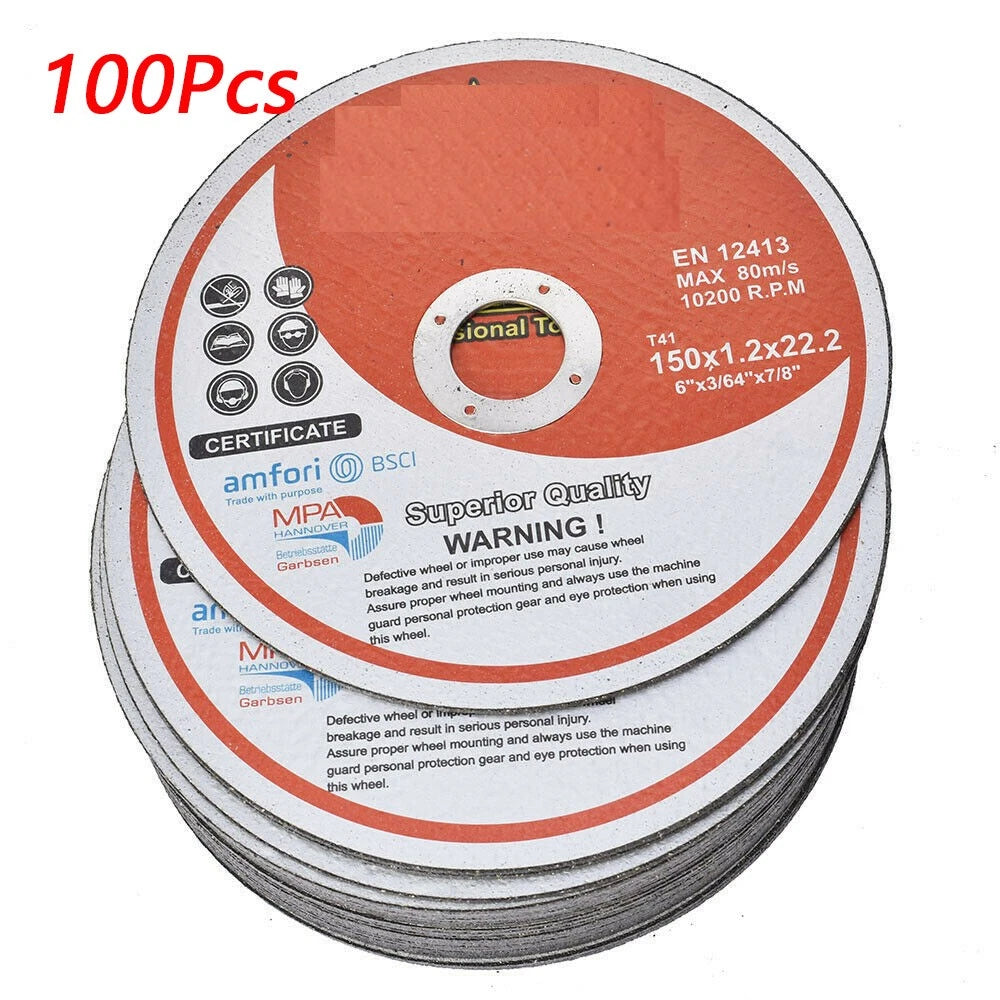 Set of 100 Cut-off Wheels for Metal & Stainless Steel (6"x.045"x7/8")