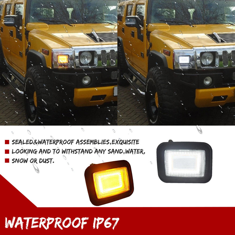 2X Clear Lens Switchback LED Turn Signal Lights for Hummer H2 (2003–2009)