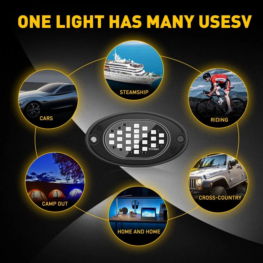 Blue LED Rock Light Kit for Off-Road Truck Golf Cart