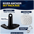 12 Lb River Boat Anchor Kit with 5/16"x50' Rope & Snap Hook