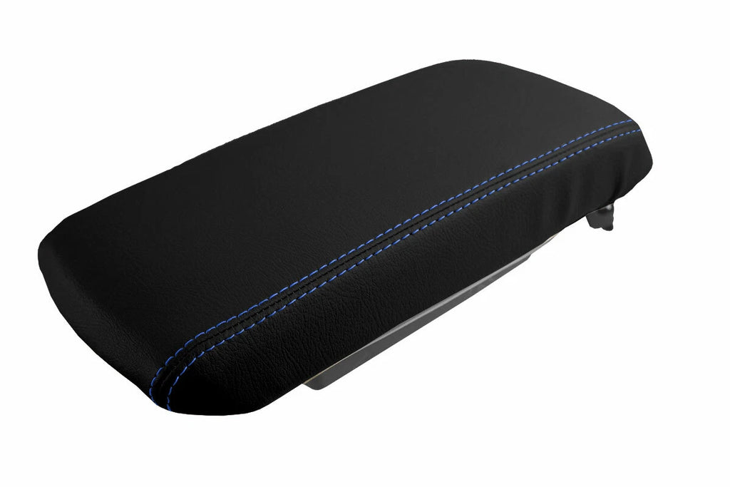 Leather Console Lid Armrest Cover for Dodge Avenger (2008–2014) Blue Stitch
