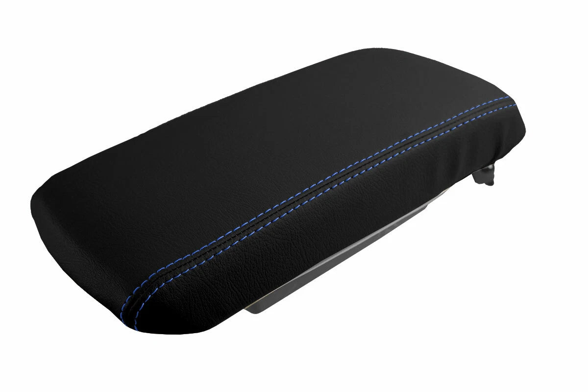 Leather Console Lid Armrest Cover for Dodge Avenger (2008–2014) Blue Stitch