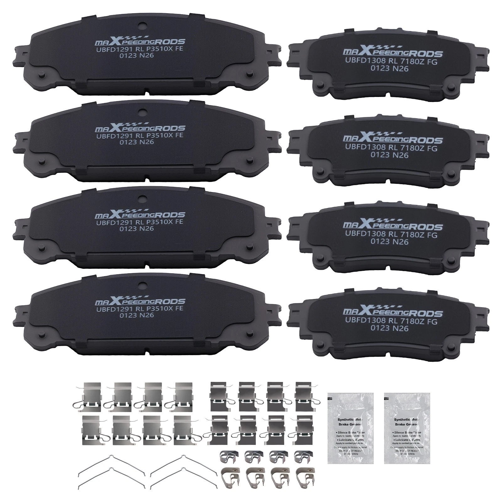 Front & Rear Ceramic Brake Pads Kit for Lexus RX350 RX450h (2010–2015) w/Hardware