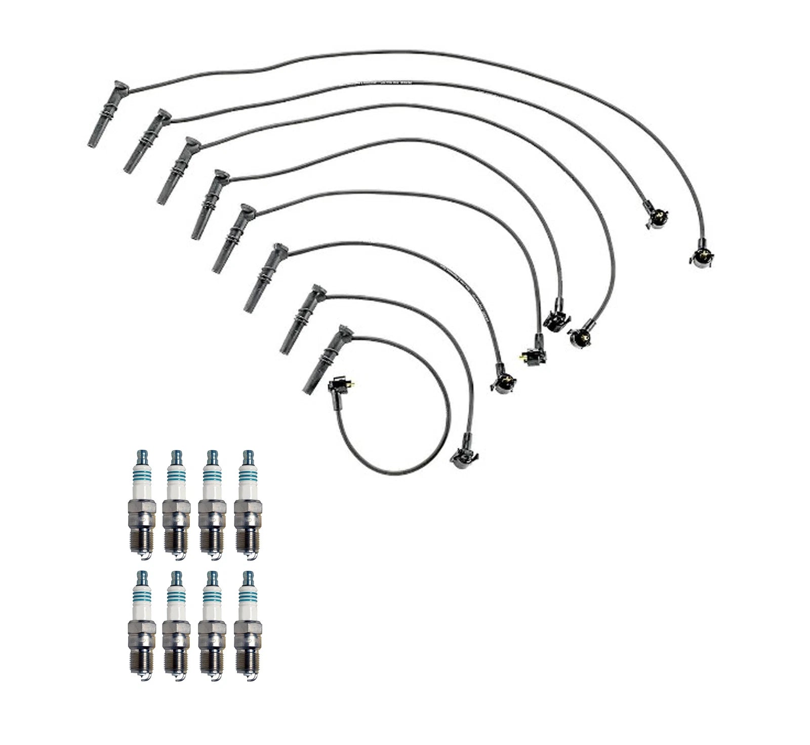 Denso 8mm Wire Set & 8 Iridium Power Spark Plugs for Ford 4.6 V8