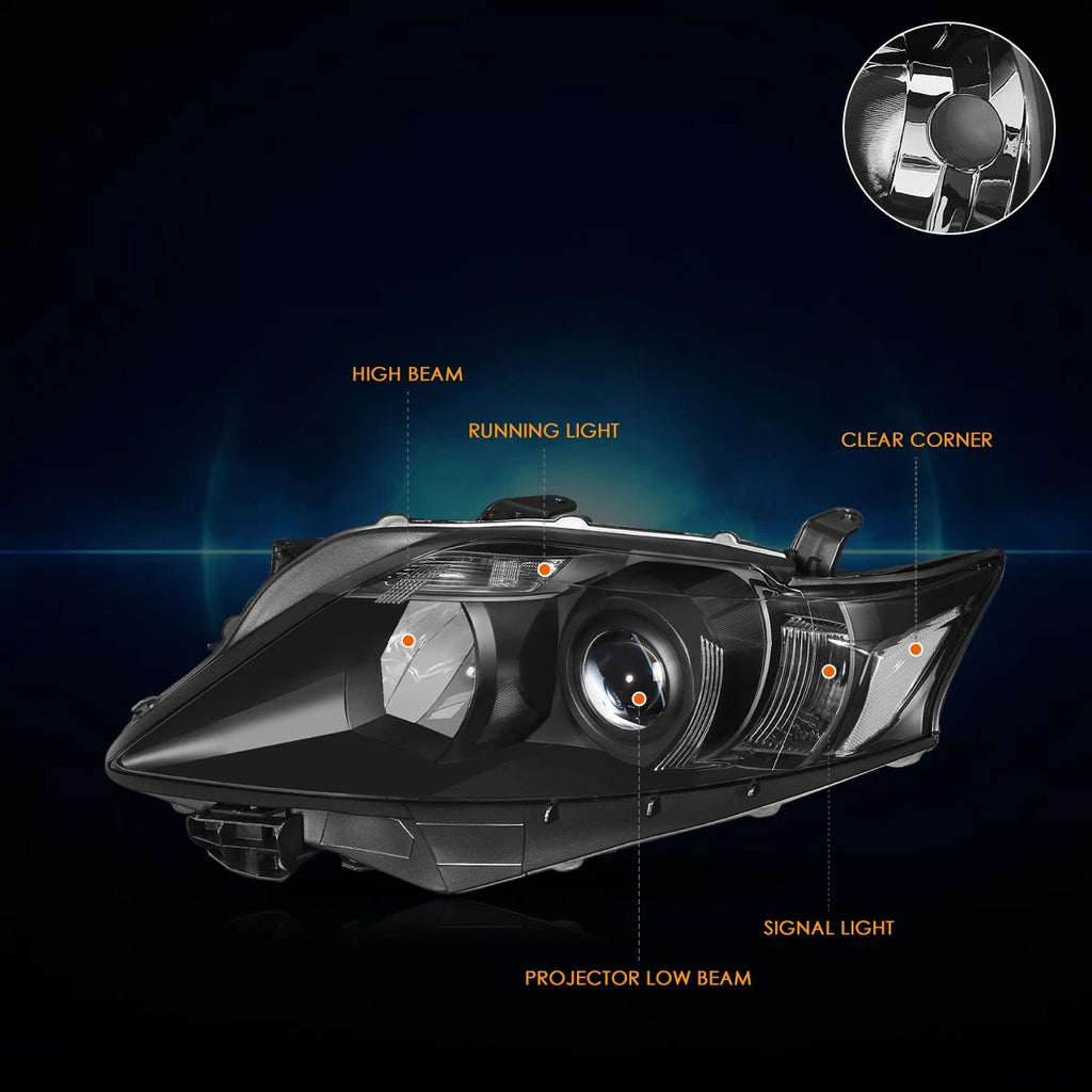 Set of 2 Projector Headlights for Lexus RX350 (2010–2012) OE Style Black Housing