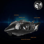 Set of 2 Projector Headlights for Lexus RX350 (2010–2012) OE Style Black Housing
