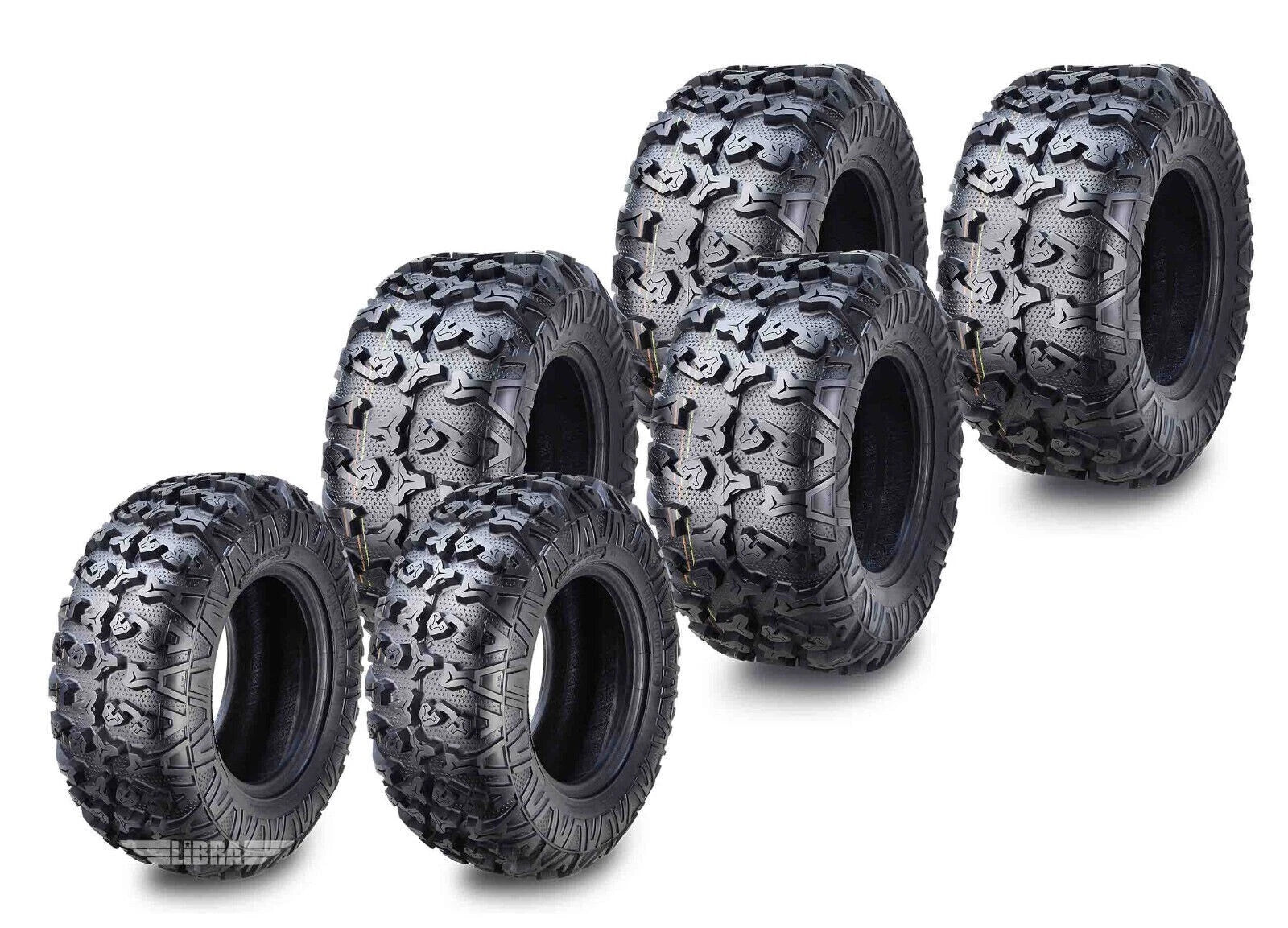 Set of 6 FREE COUNTRY ATV Tires 25x10R12 & 25x11R12 8PR Radial