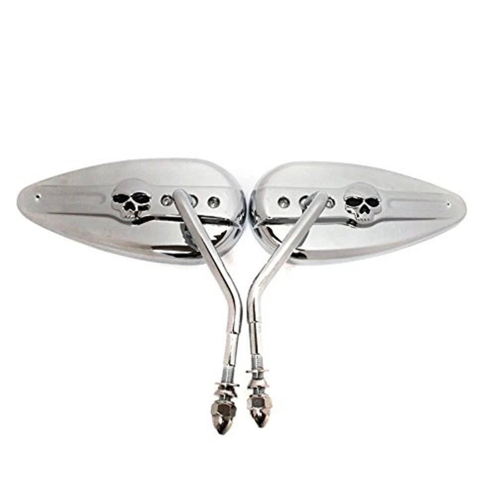 Chrome Skull Side Mirrors for Harley Springer Softail EFI Sportster 1200 (2004–2023)