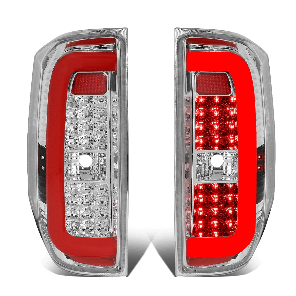 Pair of Red 3D LED Tube Bar Tail Brake Lights for Toyota Tundra (2014–2021)