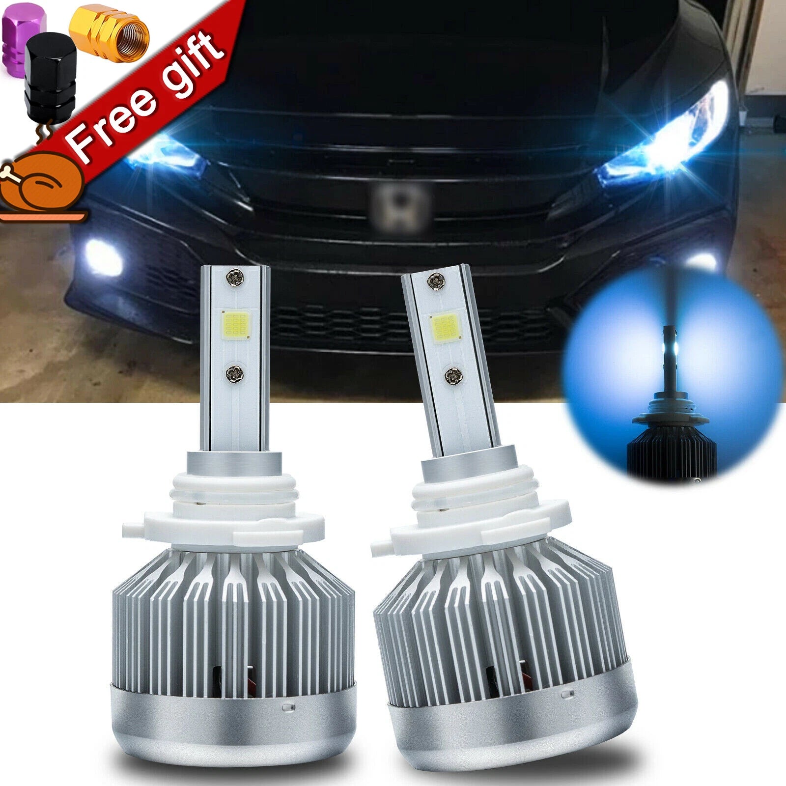 Ice Blue LED High Beam Conversion Kit for Honda Accord Civic (2006–2019)