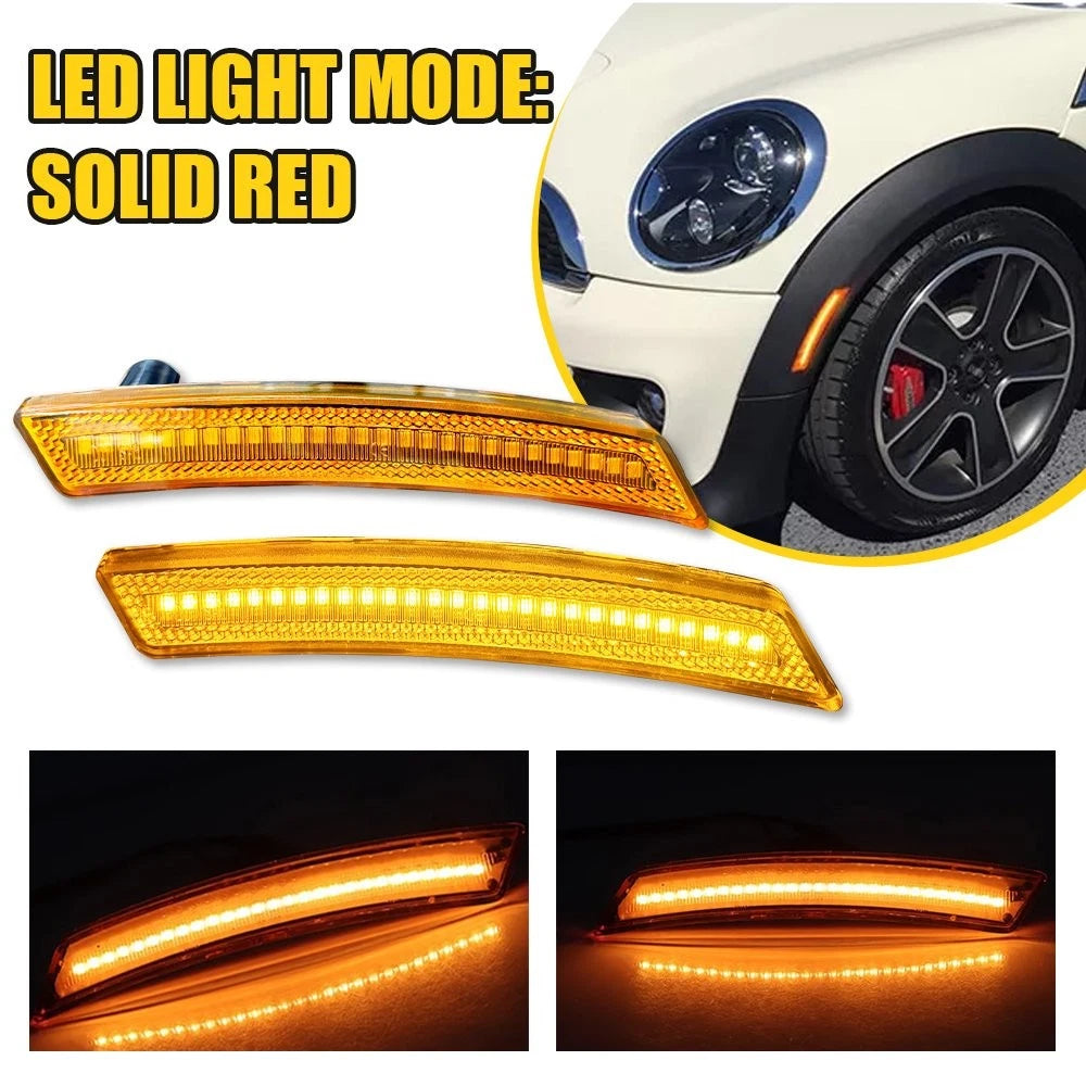 2X Yellow Amber LED Front Fender Side Marker Light for MINI Cooper (2007–2015)