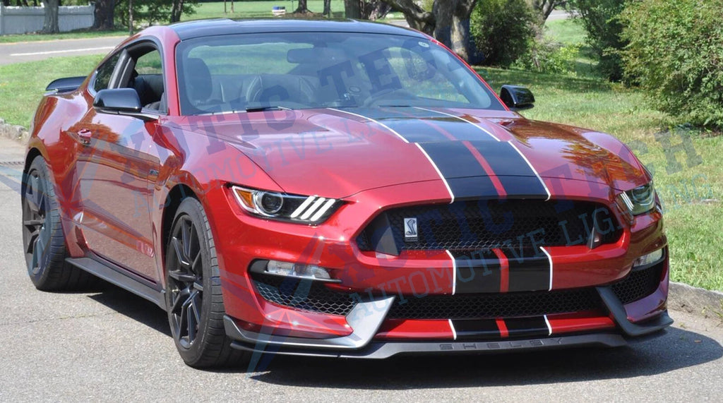 Black White Stripe Graphics Trunk Roof Decor Sticker for Ford Mustang (2015-2021)