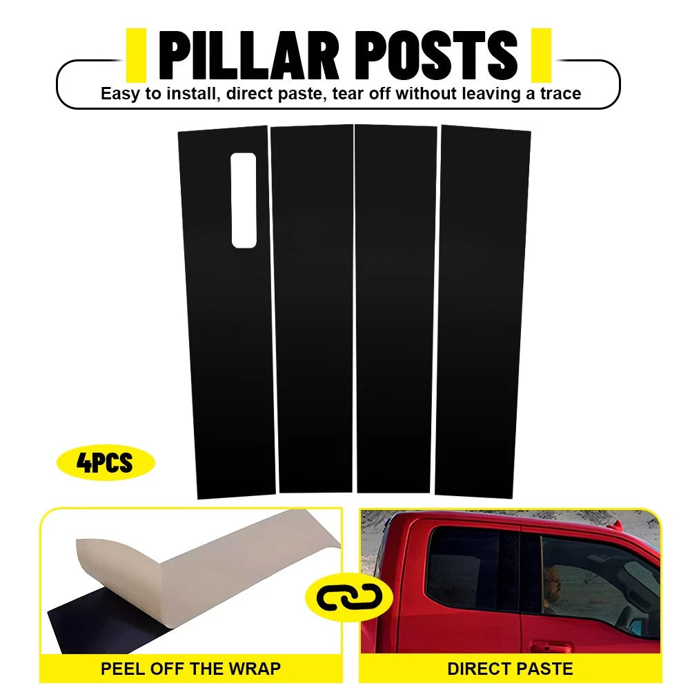 Gloss Black Pillar Cover Posts for Ford F-150