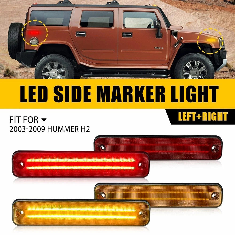 4X LED Side Marker Light for Hummer H2 (2003–2009) Amber/Red EPY