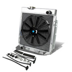 3 Row Aluminum Chrome Radiator + 14" Black Fan for Ford Mercury SBC Mustang (1960–1966)