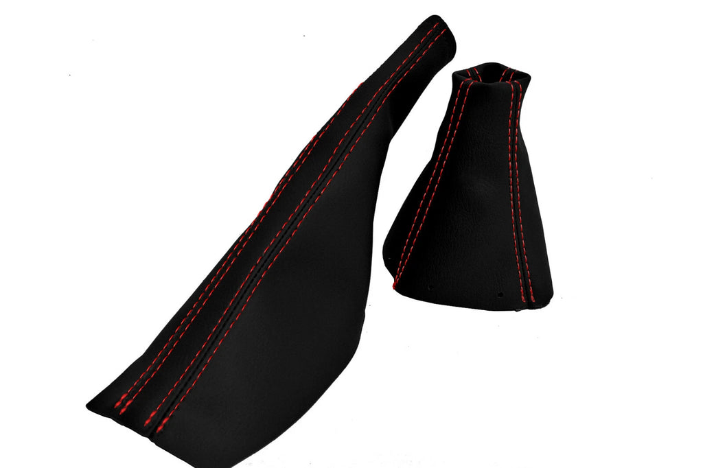 Leather Manual & E Brake Boot Cover for Audi TT (1998–2006) Red Stitch