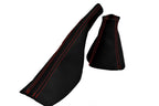 Leather Manual & E Brake Boot Cover for Audi TT (1998–2006) Red Stitch